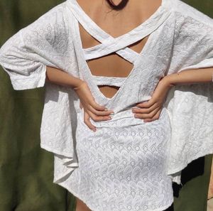 White Eyelet Oversized Blouse