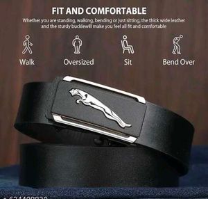 Stylish Black Belt with Jaguar Buckle