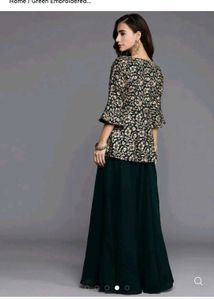 Libas Green Embroidered Peplum Top with Skirt