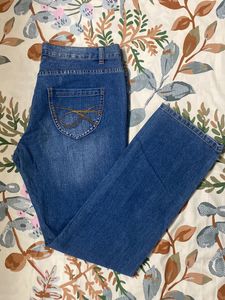 New High waist Straight Fit Blue Denim Jeans Women