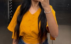 Stylish Mustard Yellow Cropped Top