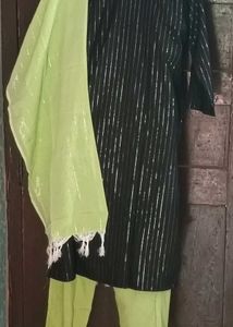 BrandNewElegant BlackSequined Kurta with LightGr