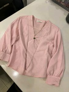 Chic Pink V-Neck Blouse