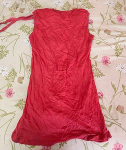 Coral Button-Up Sleeveless Tunic Top