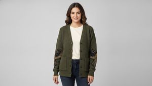 Olive Green Cardigan with embroidery on sleeves✨✨