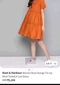 Mast & Harbour Orange Tiered A-Line Dress