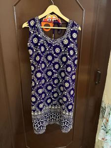 Deep Purple Festive Embroidered Sharara Set