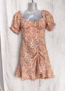 16146. Chic Floral Ruched Mini Dress