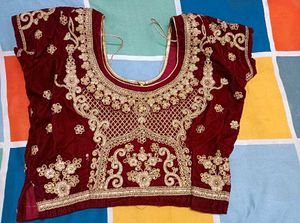 Exquisite Red &amp; Gold Embroidered Lehenga Choli