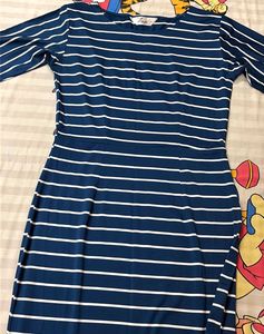 Blue &amp; White Striped Maxi Dress