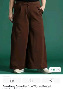 Stylish Brown Pleated Wide Leg Trousers