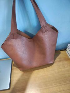 Chic Brown Faux Leather Tote Bag