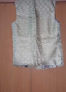 Elegant Brocade Waistcoat with Rhinestone Work