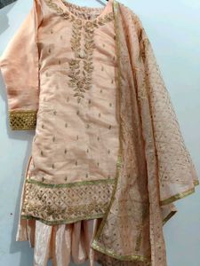 Elegant Peach Embroidered Kurta Set