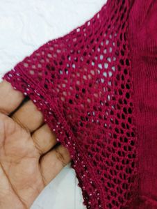 Maroon Crochet Detail Top