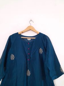 Blue Embroidered Kurta (Women's)