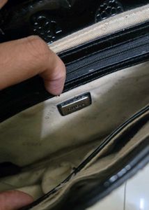 Guess Black Patent Chain Shoulder Bag