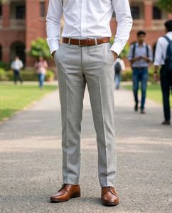 men silver formal pant