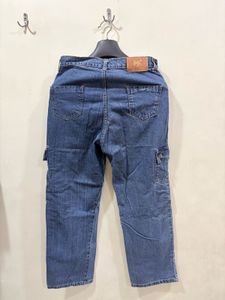 Distressed Denim Cargo Pants