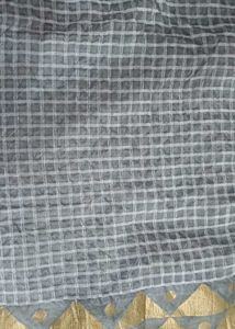 Elegant Grey &amp; Gold Checkered dupatta