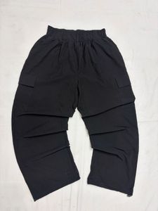 Black Cargo Pants with Layered Design