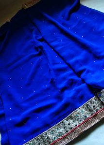 Royal Blue Embellished Saree