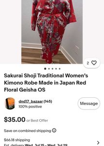 Red Imported Floral Kimono Robe🎀✨