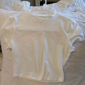 Savana white fitted baby tee crop top newme