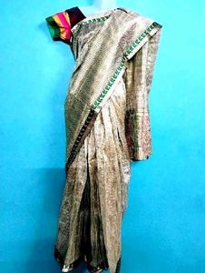 cream kota silk saree