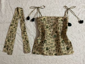 y2k Ethnic Print Camisole with Scarf