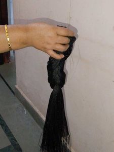 Black Net Dupatta with Fringes
