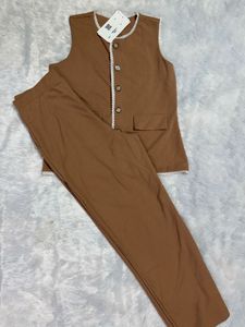 Brown korean  Sleeveless coordset