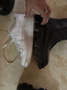 Chunky Black Leather Boots