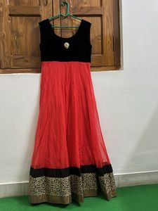 Elegant Red & Black Ethnic Gown