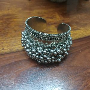 Boho Silver Toned Gungroo Kada/ Bracelet
