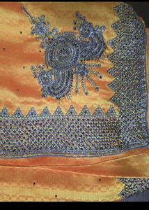 Embellished Yellow And Grey Saree