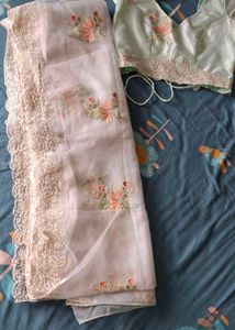 Elegant Floral Embroidered Saree