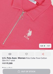 US Polo Assn Pink Zip Shirt 34-36 bust