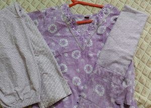 Beautiful Purple Floral Kurta Set