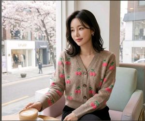Cute Cherry Pattern Cardigan