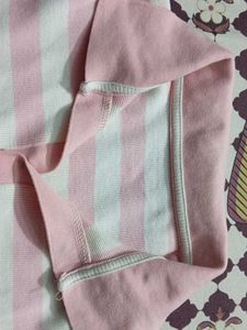 Pink &amp; White Striped Polo Shirt
