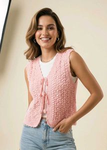 Pink crochet cardigan