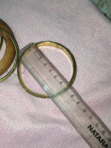🆕Unique Wooden & Gold Bangle Set size 2.8