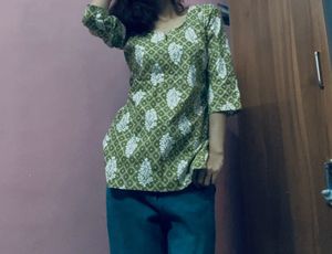 Green Printed Kurti