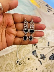 AD Necklace With Blue Stone