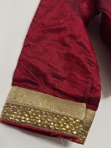 Elegant Red/Maroon Sari Blouse with zipper closure