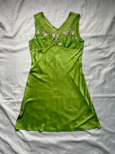 Silky Green Floral Night Slip