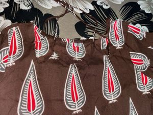 Stylish Brown Kurta with Leaf Print
