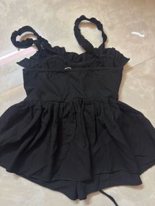 Chic Black Ruffled Mini Dress