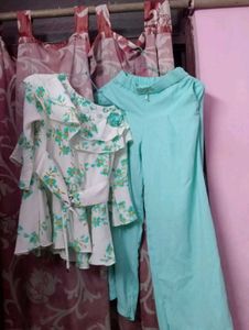 Floral Girls ruffle top with bottom